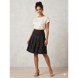 Gudrun Sjoden Skirt S Linen Polka Dot Pleated Lagenlook Quirky Academia Preppy
